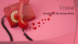  Presentation with old telephone - Audience pleasing slides consisting of old-telephone-handset-and-red backdrop and a coral colored foreground