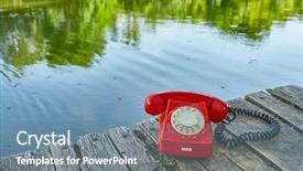  Presentation with old telephone - Amazing PPT theme having old telephone on a lakeside backdrop and a  colored foreground
