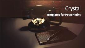  Presentation with old telephone - Theme consisting of old telephone on the table in dark room background and a tawny brown colored foreground