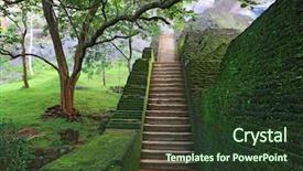 Presentation with sigiriya - Presentation design enhanced with old temple - stairway in sigiriya king castle background and a tawny brown colored foreground