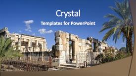 Presentation with ancient - Colorful PPT theme enhanced with old testament temple - ancient synagogue at capernaum backdrop and a  colored foreground