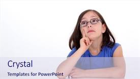  Presentation with smart grids - PPT theme enhanced with old thinking - portrait of smart little girl background and a  colored foreground