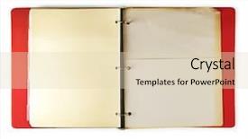  Presentation with old page - Slide deck consisting of old three ring red binder background and a lemonade colored foreground