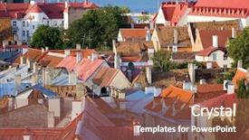  Presentation with old - PPT theme having old tiled roofs in tallinn estonia background and a coral colored foreground