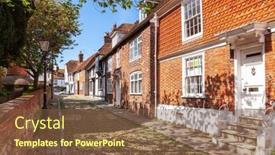  Presentation with old england - Beautiful PPT theme featuring old-timber-framed-and-brick backdrop and a tawny brown colored foreground