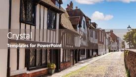  Presentation with old england - Presentation design consisting of old-timber-framed-slate-roof background and a violet colored foreground