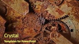  Presentation with mechanism - Slide deck with old time - close-up of an ancient gears background and a tawny brown colored foreground