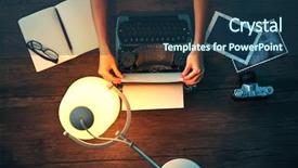  Presentation with retro - Amazing slide set having old timey - retro reporter working backdrop and a ocean colored foreground