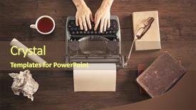  Presentation with retro - Presentation design featuring old timey - retro reporter working background and a tawny brown colored foreground