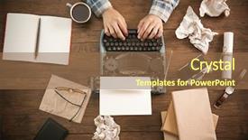  Presentation with retro - Slides having old timey - retro reporter working background and a tawny brown colored foreground