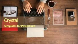  Presentation with retro - Audience pleasing slide deck consisting of old timey - retro reporter working backdrop and a tawny brown colored foreground