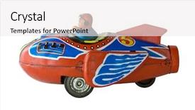  Presentation with rocket - Cool new PPT layouts with old tin rocket toy backdrop and a white colored foreground