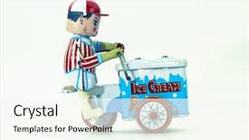  Presentation with ice cream popsicles organic dietary - PPT theme featuring old tin toy ice cream background and a cream colored foreground