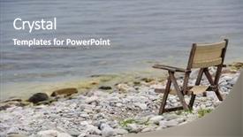  Presentation with old wooden door antique - Presentation theme with old tired wooden foldable chair background and a gray colored foreground