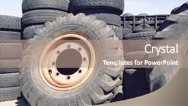  Presentation with tires - PPT theme featuring old tires in recycling centre background and a  colored foreground