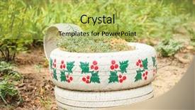 Presentation with tires - Presentation design having old tires used as flowerbed background and a  colored foreground
