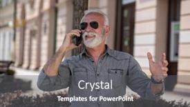  Presentation with internet communication - PPT theme consisting of old-tourist-man-use-internet background and a dark gray colored foreground