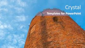  Presentation with tower - PPT layouts having old-tower-of-kamyenyets-belarus background and a teal colored foreground