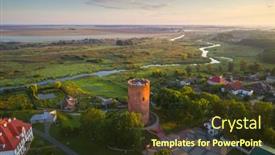  Presentation with tower - Cool new PPT layouts with old-tower-of-kamyenyets-belarus backdrop and a tawny brown colored foreground