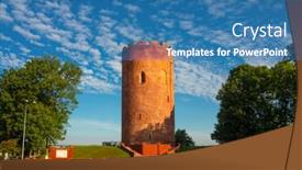  Presentation with tower - Presentation design consisting of old-tower-of-kamyenyets-belarus background and a teal colored foreground