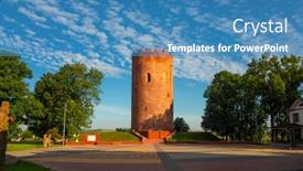  Presentation with tower - PPT theme featuring old-tower-of-kamyenyets-belarus background and a teal colored foreground