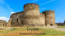  Presentation with towers - Presentation theme consisting of old towers in castle belgorod-dnestrovsky ukraine background and a gold colored foreground