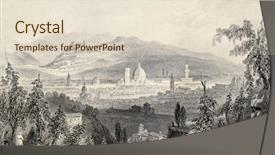  Presentation with cityscape - Presentation theme having old town - antique illustration of florence cityscape background and a lemonade colored foreground