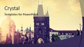  Presentation with vintage retro - Colorful presentation enhanced with old town - vintage retro hipster style travel backdrop and a blonde colored foreground