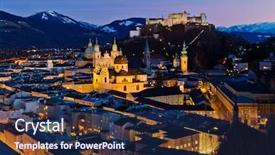  Presentation with salzburg - PPT layouts with old town and hohensalzburg fortress background and a navy blue colored foreground