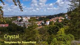  Presentation with architecture old - PPT layouts consisting of old-town-and-national-palace background and a tawny brown colored foreground