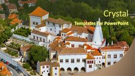  Presentation with architecture old - Theme enhanced with old-town-and-national-palace background and a tawny brown colored foreground