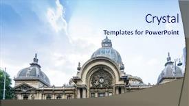  Presentation with antique - PPT layouts with old town bucharest romanian background and a sky blue colored foreground