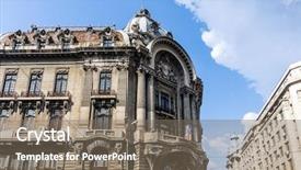  Presentation with antique - Beautiful presentation design featuring old town bucharest romanian backdrop and a violet colored foreground