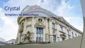  Presentation with antique - Presentation theme featuring old town bucharest romanian background and a sky blue colored foreground