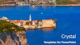  Presentation with old rock fossils - PPT layouts featuring old town in budva montenegro background and a ocean colored foreground