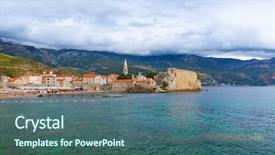  Presentation with architecture old - Beautiful slide set featuring old town in budva montenegro backdrop and a ocean colored foreground