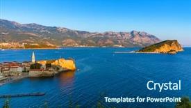  Presentation with old philippine - Slide set featuring old town in budva montenegro background and a ocean colored foreground