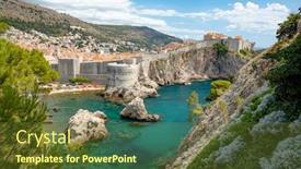  Presentation with dubrovnik - Beautiful PPT theme featuring old-town-dubrovnik-medieval-unesco backdrop and a tawny brown colored foreground