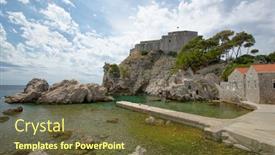  Presentation with dubrovnik - PPT theme having old-town-dubrovnik-medieval-unesco background and a tawny brown colored foreground