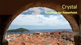  Presentation with dubrovnik - Presentation design with old-town-dubrovnik-medieval-unesco background and a tawny brown colored foreground