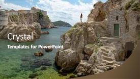  Presentation with dubrovnik - Colorful presentation enhanced with old-town-dubrovnik-medieval-unesco backdrop and a tawny brown colored foreground