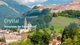  Presentation with iron - Audience pleasing theme consisting of old-town-eisenerz-near-iron backdrop and a ocean colored foreground