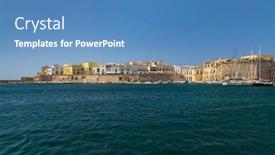  Presentation with old - Presentation design enhanced with old-town-gallipoli-lecce-apulia background and a teal colored foreground