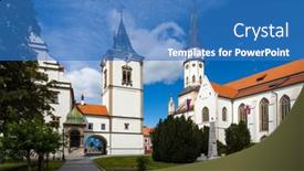  Presentation with town hall - Presentation having old-town-hall-and-st background and a teal colored foreground