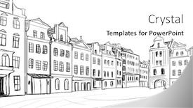  Presentation with old - Theme having old-town-illustration-sketch background and a white colored foreground