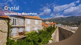  Presentation with architecture old - Colorful presentation enhanced with old-town-in-budva-montenegro backdrop and a teal colored foreground