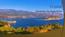 Presentation with architecture old - Beautiful PPT theme featuring old-town-in-budva-montenegro backdrop and a teal colored foreground