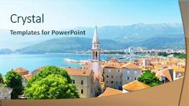  Presentation with sea - Presentation theme having old town in budva background and a cool aqua colored foreground