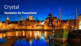  Presentation with river port - Audience pleasing PPT layouts consisting of old-town-in-gdansk backdrop and a navy blue colored foreground