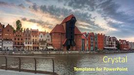  Presentation with river port - Presentation design having old-town-in-gdansk background and a tawny brown colored foreground